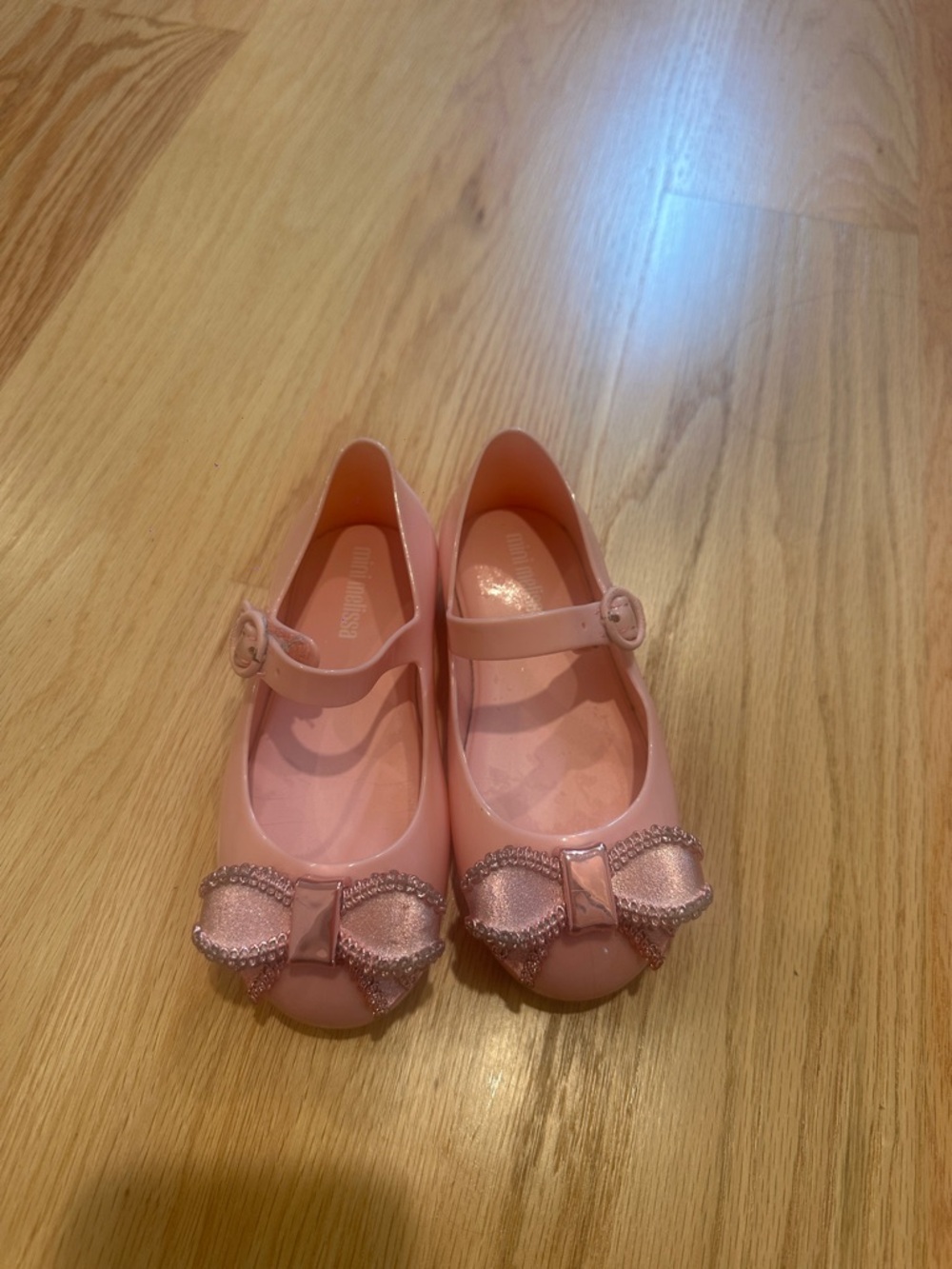 Mini Melissa Girls Pink Mary Jane Bow Jelly Shoes